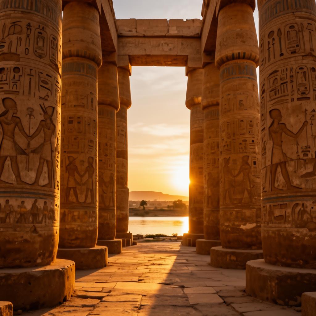 Luxor Karnak Temple at golden sunset
